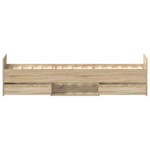 Sonoma Eiche Bettgestell mit Kopfteilen Milu 100x200cm