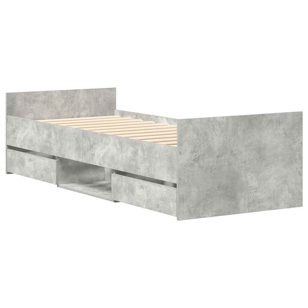 Betongrauer Bettrahmen mit Kopfteilen Milu 100x200cm