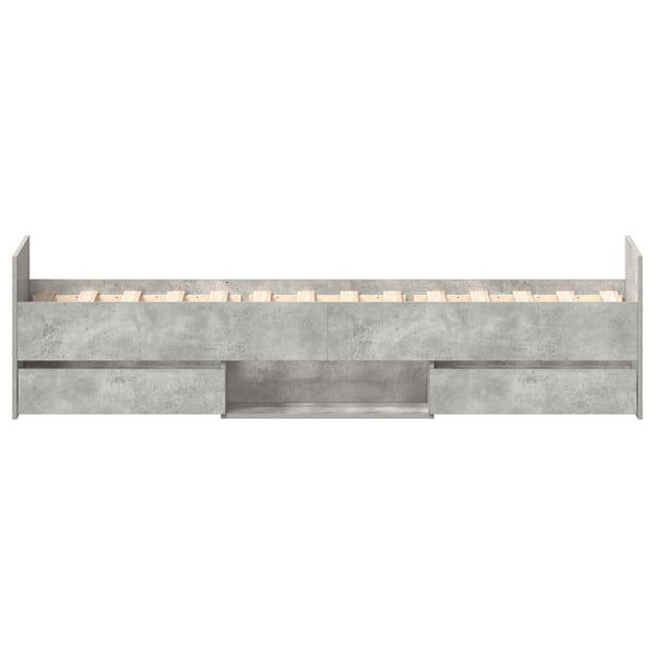 Betongrauer Bettrahmen mit Kopfteilen Milu 100x200cm