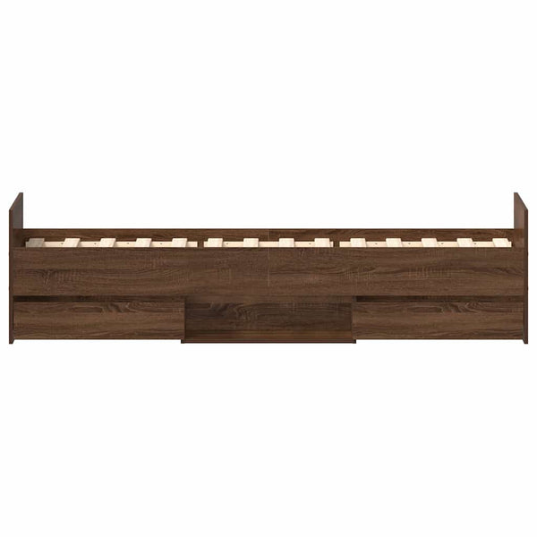Bettgestell Milu aus brauner Eiche mit Kopfteil 90x200cm