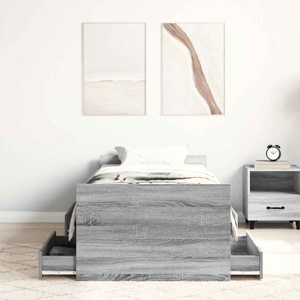 Bettrahmen Milu 90x190cm mit Kopfteil, Sonoma Grau