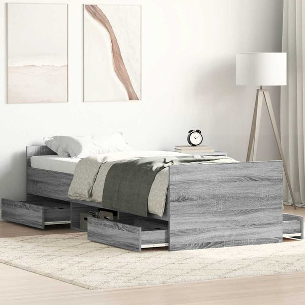 Bettrahmen Milu 90x190cm mit Kopfteil, Sonoma Grau