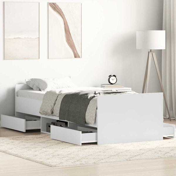 Bettgestell Milu weiß mit Kopfteilen 75x190cm