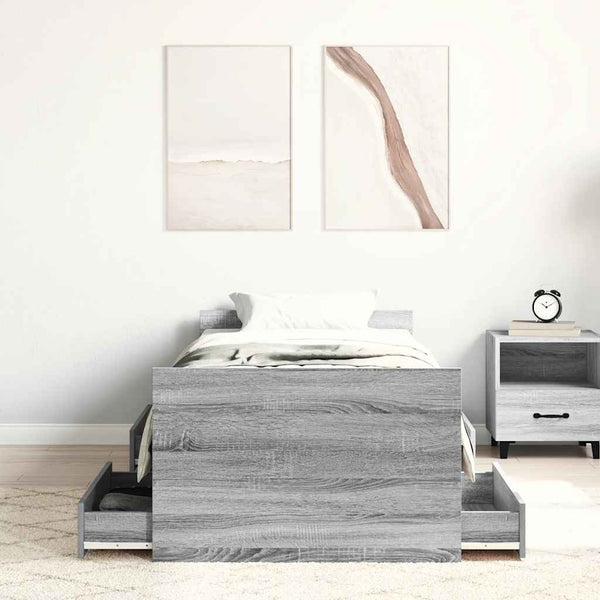 Bettgestell Sonoma Grau mit Kopfteil Milu 75x190cm