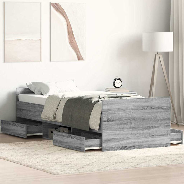 Bettgestell Sonoma Grau mit Kopfteil Milu 75x190cm