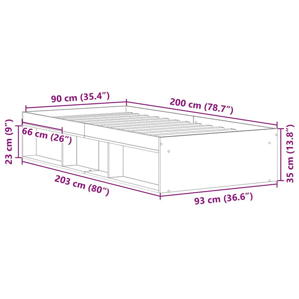 Bettgestell Tisha 90x200cm, weiß
