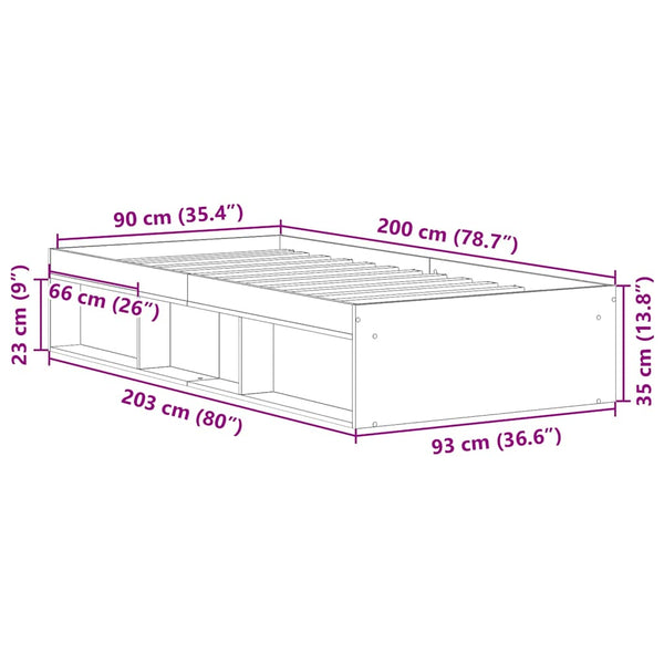 Bettgestell Tisha in Betongrau 90x200cm