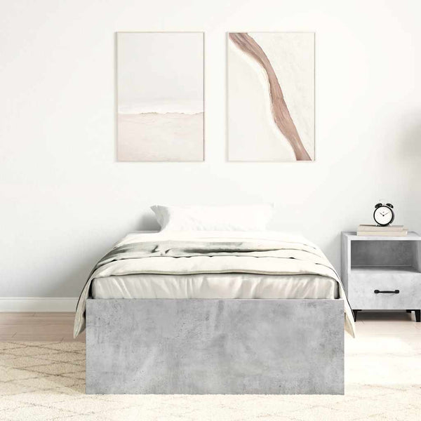 Betoninharmaa sängynrunko Tisha 100x200cm
