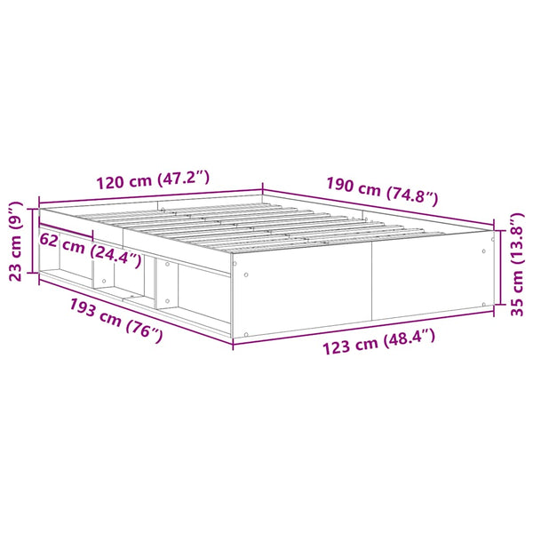 Graues Bettgestell Tisha 120x190cm (Small Double)