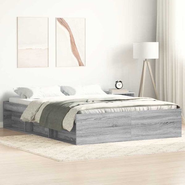 Grauer Bettrahmen Tisha 135x190cm (Doppelbett)