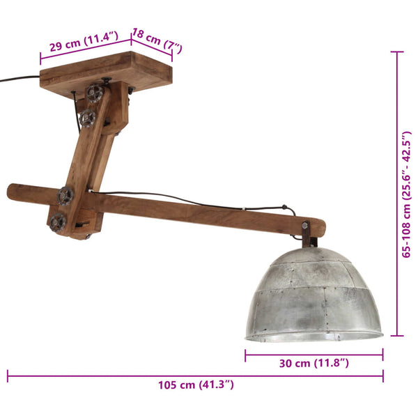 Deckenleuchte Ciurescu, Silber, 105x30x65-108cm (25 W Vintage E27)