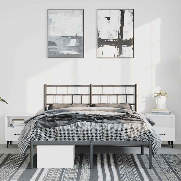 Schwarzes Metallbettgestell mit Kopfteil Orodan 135x190cm