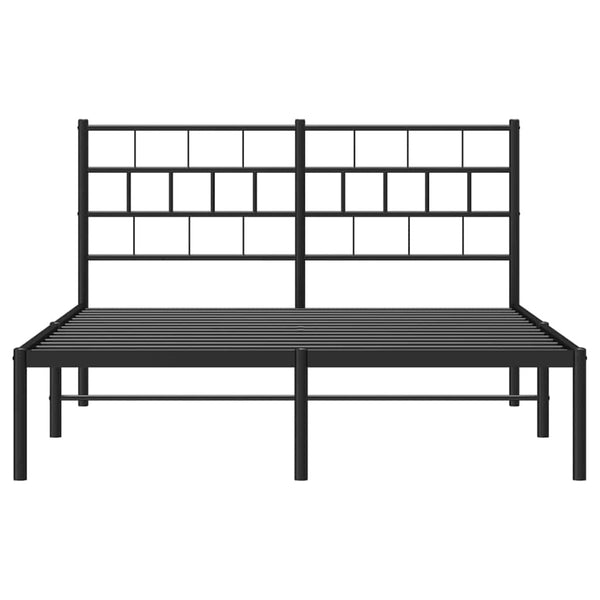 Schwarzes Metallbettgestell mit Kopfteil Orodan 135x190cm