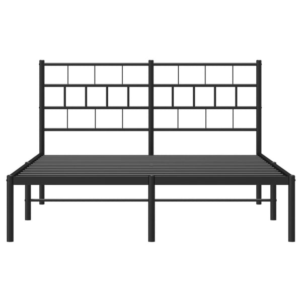 Schwarzes Metallbettgestell mit Kopfteil Orodan 140x190cm