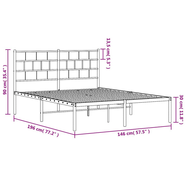 Schwarzes Metallbettgestell mit Kopfteil Orodan 140x190cm