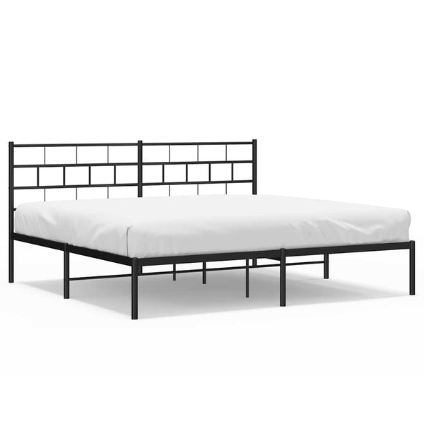 Schwarzes Metallbettgestell mit Kopfteil Orodan 183x213cm