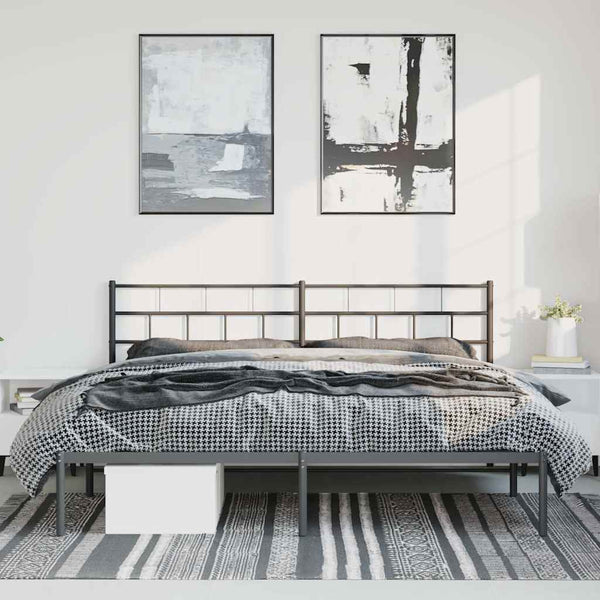 Schwarzes Metallbettgestell mit Kopfteil Orodan 183x213cm