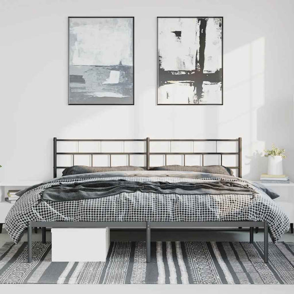 Schwarzer Metallbettrahmen mit Kopfteil Orodan 193x203cm