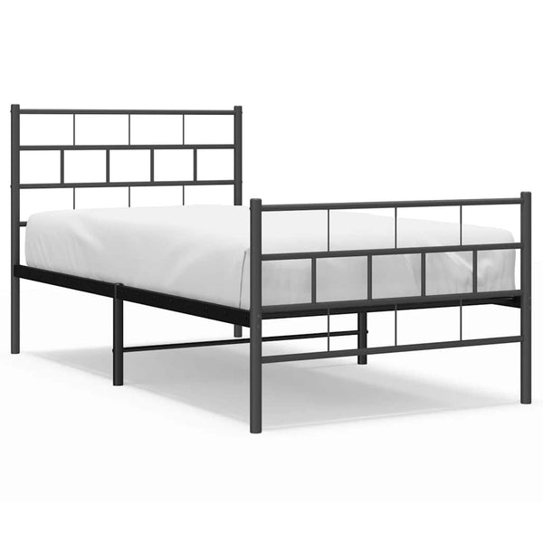 Schwarzes Metallbettgestell mit Kopfteil Orodan 100x200cm