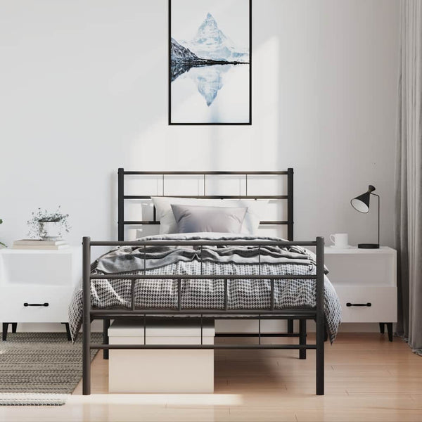 Schwarzes Metallbettgestell mit Kopfteil Orodan 100x200cm