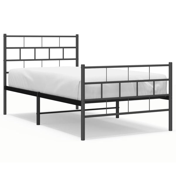 Schwarzes Metallbettgestell mit Kopfteil Orodan 107x203cm
