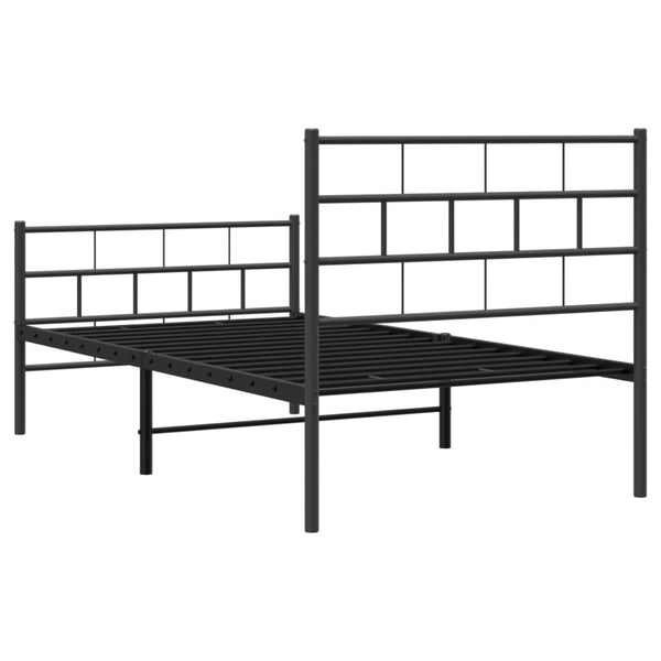 Schwarzes Metallbettgestell mit Kopfteil Orodan 107x203cm
