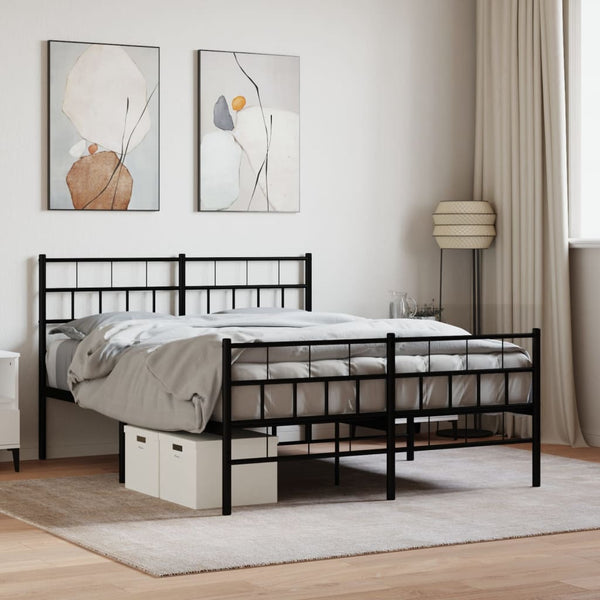 Schwarzes Metallbettgestell mit Kopfteilen Orodan 120x190cm