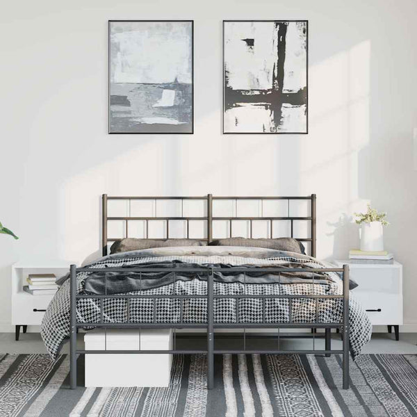 Schwarzes Metallbettgestell mit Kopfteil Orodan 150x200cm