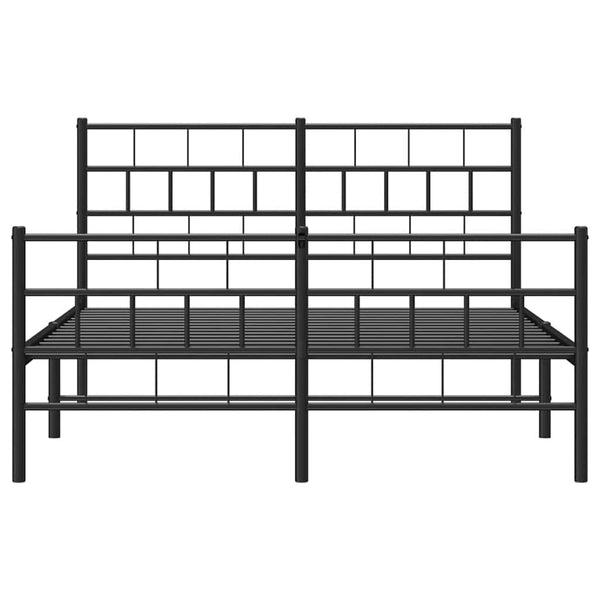 Schwarzes Metallbettgestell mit Kopfteil Orodan 150x200cm