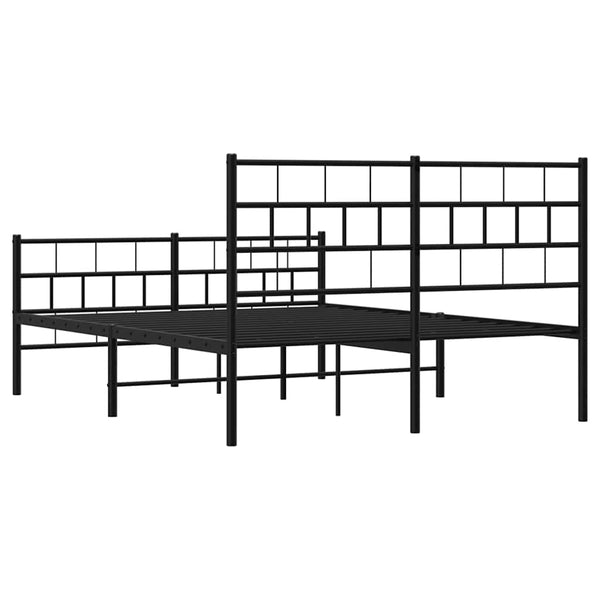 Schwarzes Metallbettgestell mit Kopfteil Orodan 150x200cm