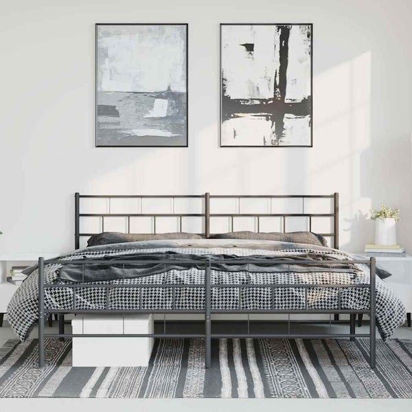 Schwarzes Metallbettgestell mit Kopfteil Orodan 183x213cm