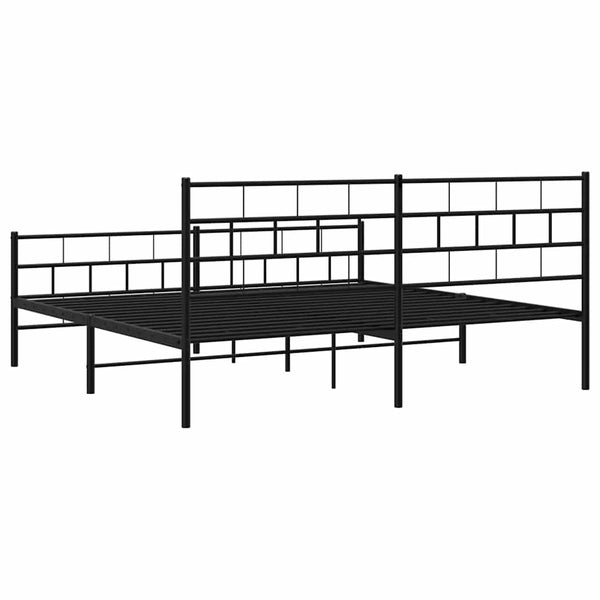 Schwarzes Metallbettgestell mit Kopfteil Orodan 183x213cm