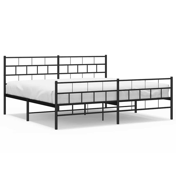 Schwarzes Metallbettgestell mit Kopfteil Orodan 193x203cm