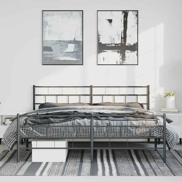 Schwarzes Metallbettgestell mit Kopfteil Orodan 193x203cm