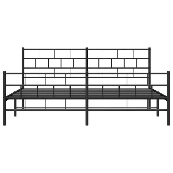 Schwarzes Metallbettgestell mit Kopfteil Orodan 193x203cm