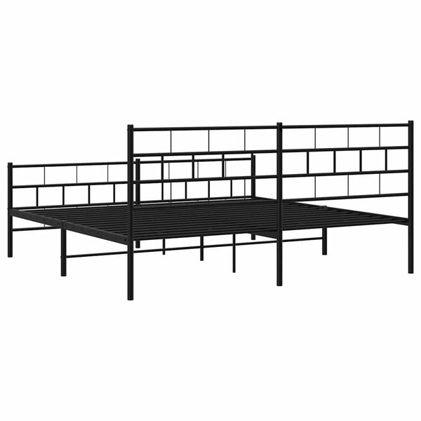Schwarzes Metallbettgestell mit Kopfteil Orodan 193x203cm