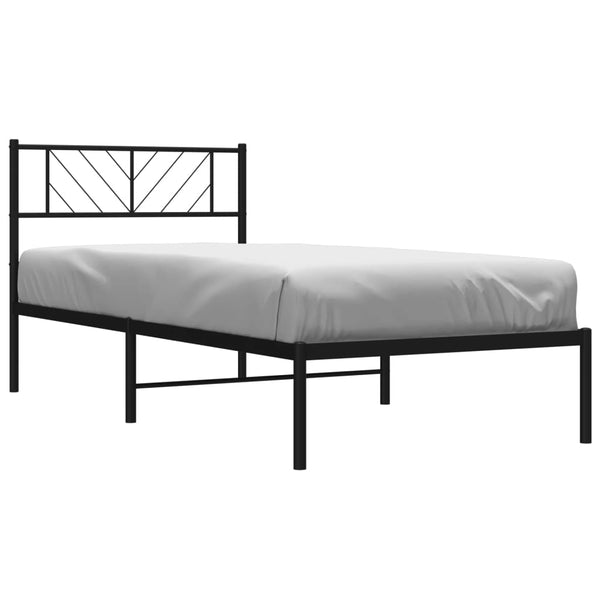 Schwarzes Metallbettgestell mit Kopfteil Marcos 75x190cm