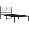 Schwarzes Metallbettgestell mit Kopfteil Marcos 75x190cm