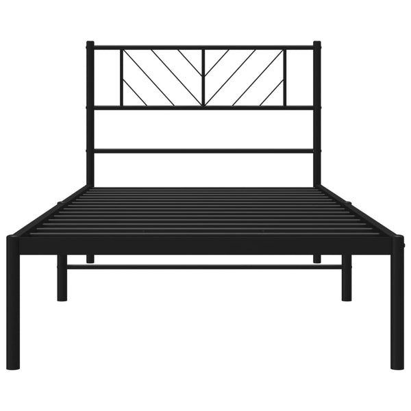Schwarzes Metallbettgestell mit Kopfteil Marcos 75x190cm