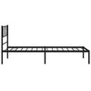 Schwarzes Metallbettgestell mit Kopfteil Marcos 75x190cm