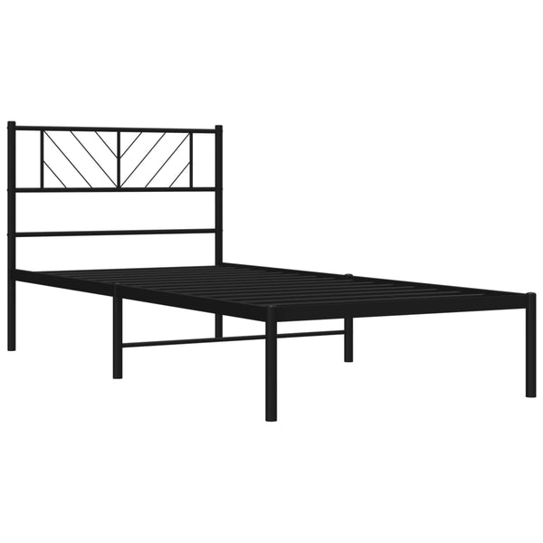 Schwarzes Metallbettgestell mit Kopfteil Marcos 90x190cm