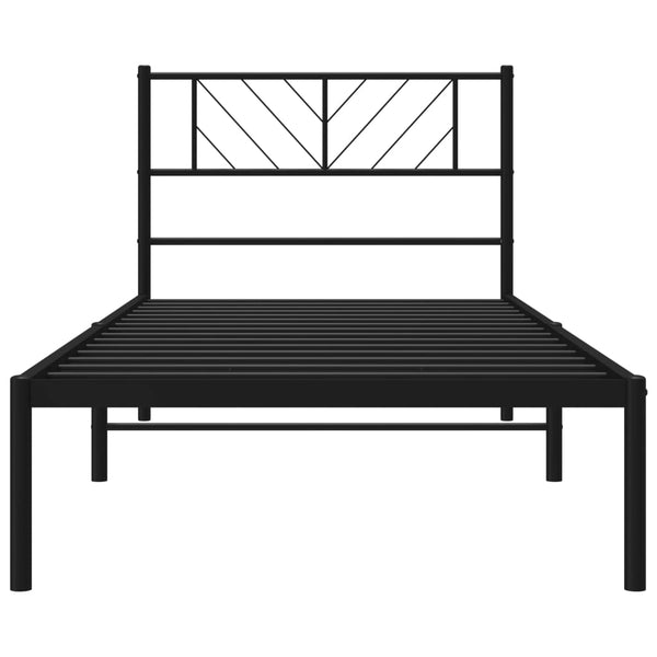 Schwarzes Metallbettgestell mit Kopfteil Marcos 90x190cm