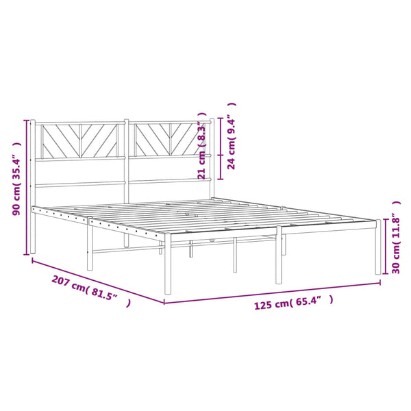Schwarzes Metallbettgestell mit Kopfteil Marcos 120x200cm