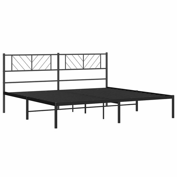 Schwarzer Bettrahmen aus Metall mit Kopfteil Marcos 183x213cm