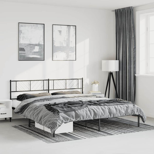 Schwarzes Metallbettgestell mit Kopfteil Marcos 193x203cm