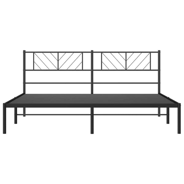 Schwarzes Metallbettgestell mit Kopfteil Marcos 193x203cm