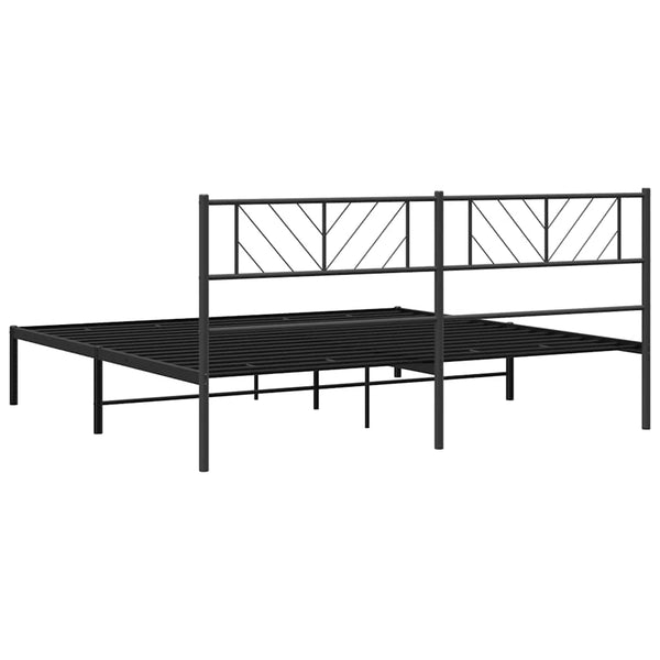 Schwarzes Metallbettgestell mit Kopfteil Marcos 193x203cm