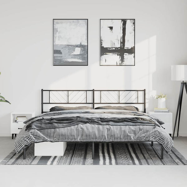 Schwarzes Metallbettgestell mit Kopfteil Marcos 193x203cm