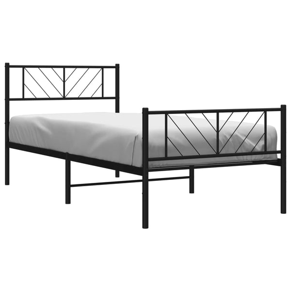 Schwarzer Metallbettrahmen mit Kopfteil Marcos 80x200cm
