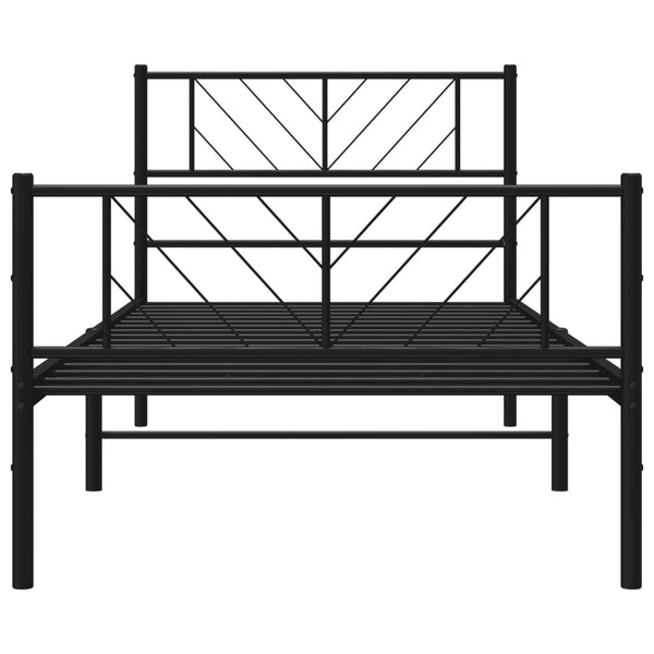 Schwarzes Metallbettgestell mit Kopfteil und Fußteil Marcos 90x200cm